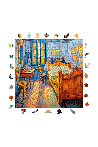 WePuzzleUp Ahşap Puzzle - Van Gogh Yatak Odası Reprodüksiyonu - 353 Parça, 29x29 cm