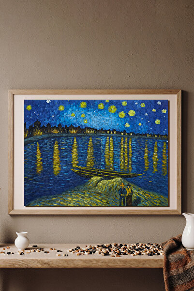 WePuzzleUp Ahşap Puzzle - Van Gogh Ren Nehri'nde Yıldızlı Bir Gece - 450 Parça, 29x39 cm