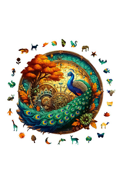 WePuzzleUp Ahşap Puzzle - Tavus Kuşu - 220 Parça, 29x28 cm