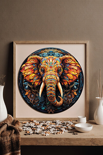 WePuzzleUp Ahşap Puzzle - Renkli Fil - 252 Parça, 29x29 cm