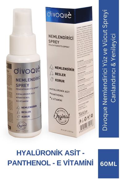 DIVOQUE Nemlendirici Yüz & Vücut Sprey 60 ml | Hyaluronik Asit, Panthenol, Ni...
