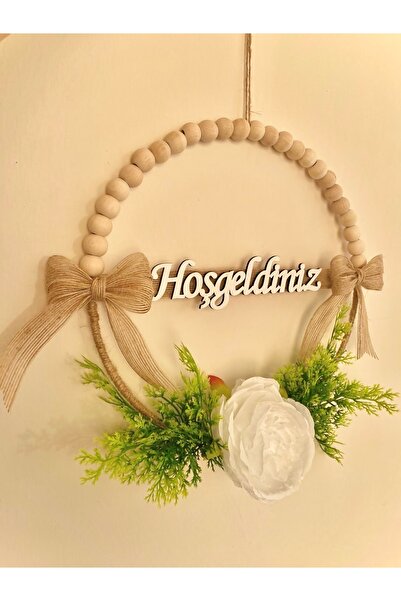 MACROMEKİDS El Yapımı 30 cm Ahşap Boncuklu Hoşgeldiniz Kapı Süsü – Yeni Ev ve...