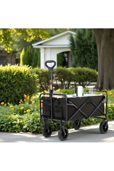 AGD Multi-purpose folding shopping and camping cart with removable canvas and sturdy metal frame (35.4 i