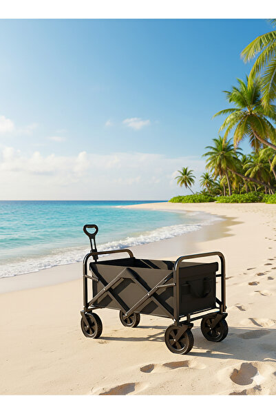 AGD Multi-purpose folding shopping and camping cart with removable canvas and sturdy metal frame (35.4 i