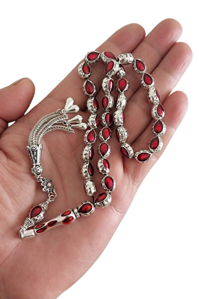 oftenadmire Silver Color Enamel Embroidered Prayer Beads, Quadruple Drop Model Metal Tassel Prayer Beads.