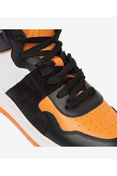 Greyder Erkek Siyah Turuncu Beyaz Hakiki Deri Sneaker Bot 3K1SB75175