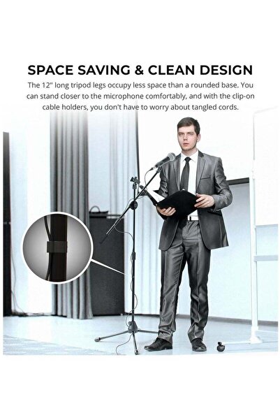 Arabest Adjustable Microphone Stand with 2.3' - 4.1' Height, Rotating Boom Ar...