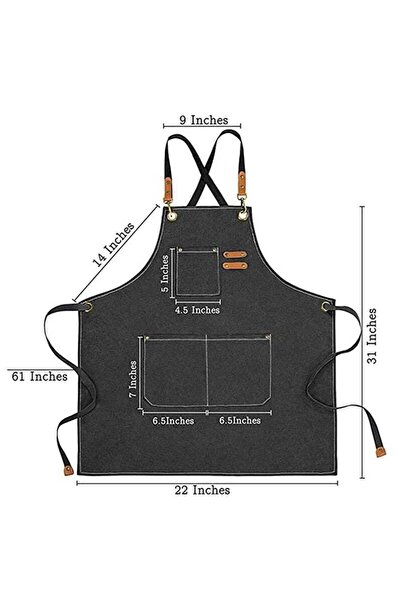 fulina Chef Apron Waterproof and Greaseproof Bib Apron with Adjustable Straps and Large Pockets For Cooking