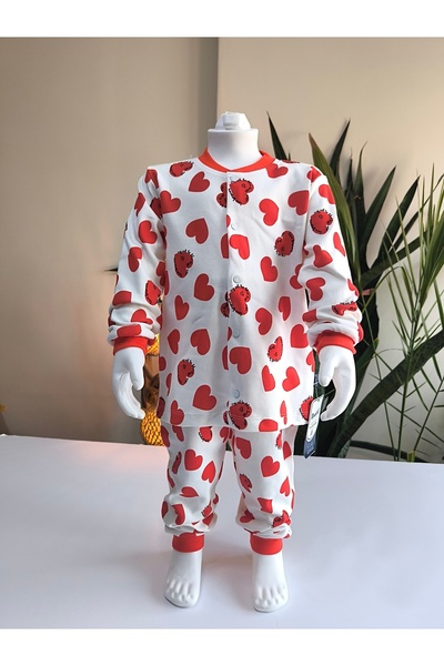 Miniworld Kız-Erkek Bebek- Çocuk Pijama Takımı %100 Pamuk Uzun Kollu Önü Çıtçıtlı Mevsimlik