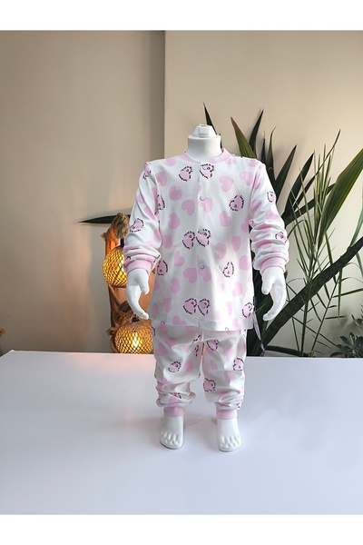 Miniworld Kız-Erkek Bebek- Çocuk Pijama Takımı %100 Pamuk Uzun Kollu Önü Çıtçıtlı Mevsimlik
