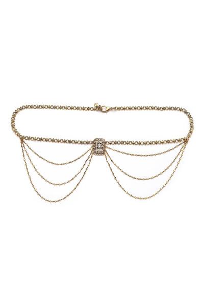 Mon Reve Heart of Chains Heart Charm Gold Plated Chain Belt