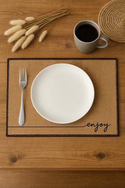 aydev home collection 6 Pieces Jute Tableware Presentation Plate Mat Placemat American Service 45X35 cm Jute Placemat