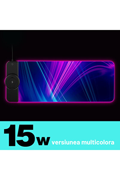 LEBLOU Gaming mousepad with 15w wireless charging, swing, RGB touch change, USB 3.0, 4mm thickness, 80x30