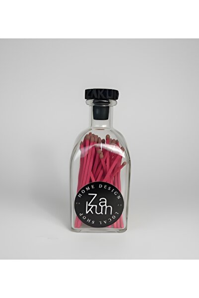 zakun design Dekoratif Cam Mum Kibritliği Ve Ekstra Uzun Pembe Kibrit