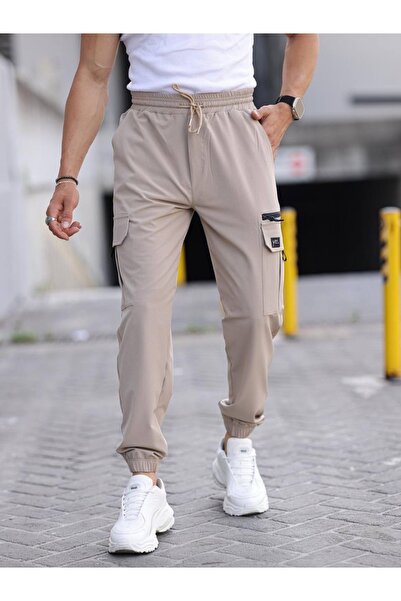 YXC Trend Maker Парашутна тканина, гумова манжета, штани з кишенями, чоловічі штани на блискавці, детально обрізані, вузького крою, джоггер-штани, камінь