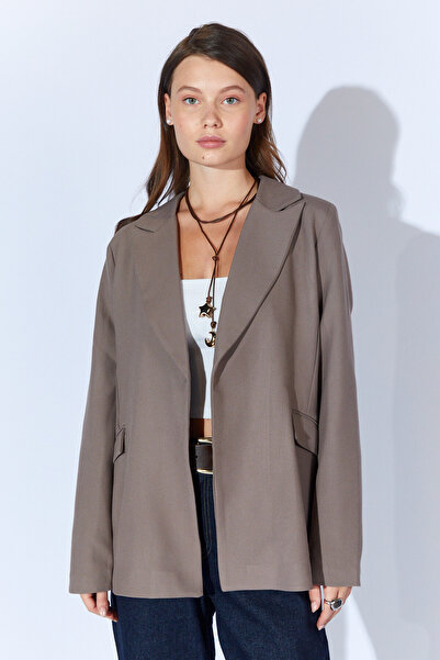 Manche Kol Katlamalı Blazer Ceket - Vizon | MKS351586-01