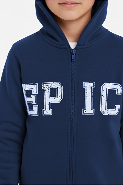 Kyron Бавовняний комбінезон для хлопчиків з кишенями, капюшоном і застібкою-блискавкою - ТЕМНО-СИНІЙ