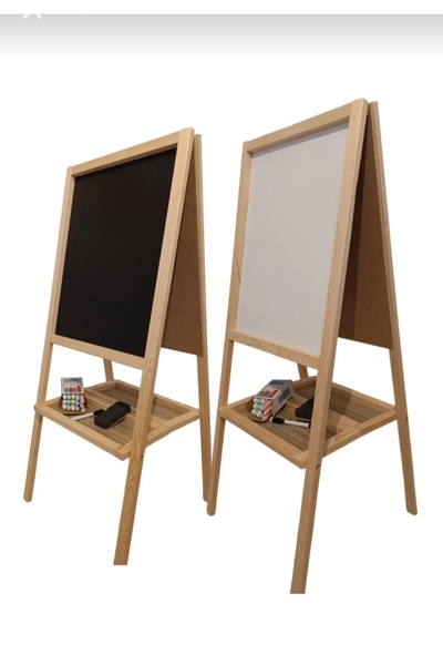 Store Drn Kids & Eğitim Çift Taraflı Ayaklı Yazı Tahtası. Kalem, Silgi Ve 15'li Renkli Tebeşir.