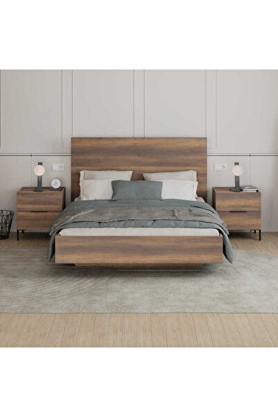 Adore Mobilya Oryana Çift Kişilik Karyola-Koyu Ceviz 171x120x206 cm