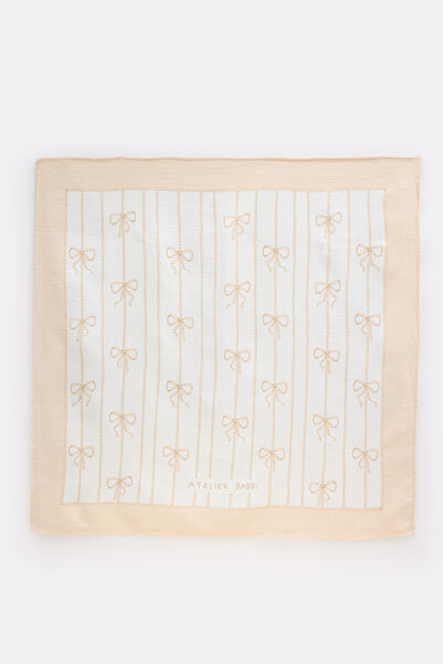 Atelier Babbi Double Layer Muslin Baby Blanket - Ribbon / Beige 70X70Cm