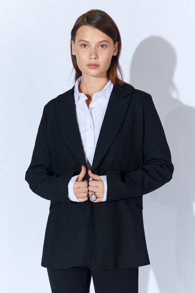 Manche Kol Katlamalı Blazer Ceket - Siyah | MKS351586-01