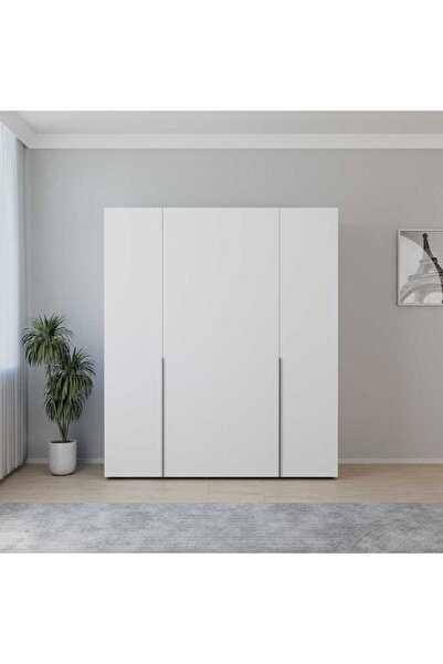 Adore Mobilya Oryana 4 Kapaklı Gardırop-Mat Lake Beyaz 180x210x62 cm
