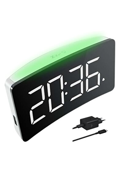 muntario Ceas deșteptător digital cu 7 culori de lumină de noapte și încărcător USB