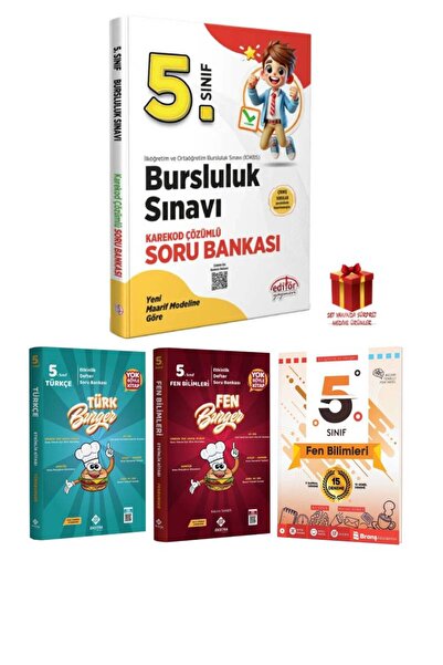 Editör Yayınevi 2025 Editör Yayınları 5. Sınıf Bursluluk Soru Bankası+Matburg...