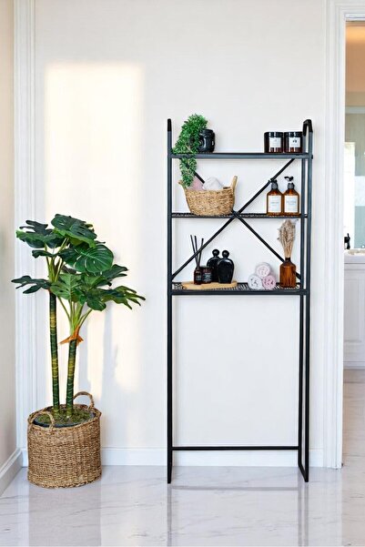 Bye Concept More Metal Ayaklı 3 Raflı Banyo Rafı Çamaşır Makinesi Üstü Dekoratif Raf Askılık Organizer