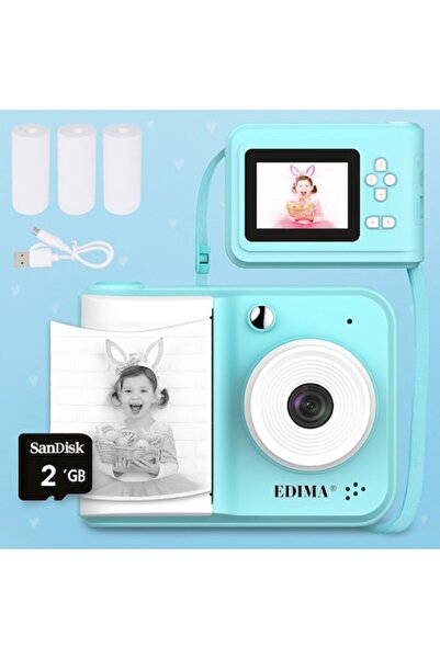 Edima Camera Foto Instant cu Imprimare Termica Fara Cerneala pentru Copii EDIMA®, 48MP, Video 1080P, Jocu