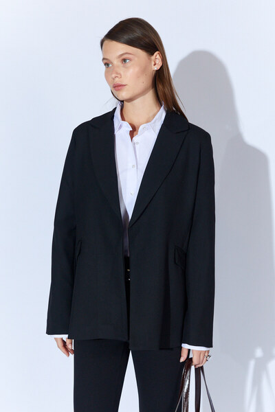 Manche Kol Katlamalı Blazer Ceket - Siyah | MKS351586-01