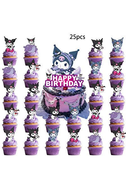 Miniso 25 قطعة من زينة كعكة كورومي، زينة الكب كيك، زينة عيد ميلاد كورومي، مستلزمات حفلات موضوع كورومي