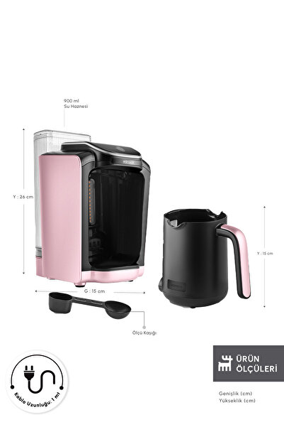 Karaca Hatır Otomatik Su Alma Hazneli Türk Kahve Makinesi 5 Fincan Kapasiteli Rosegold