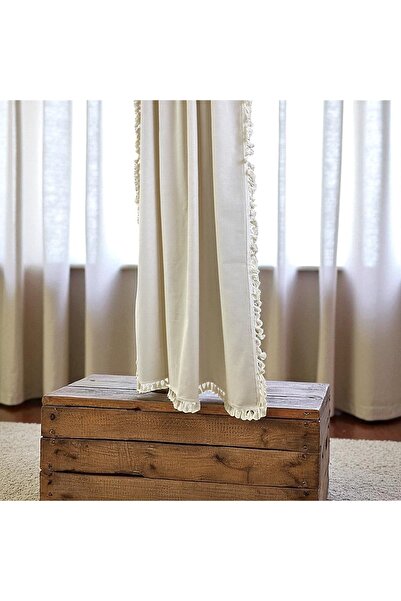 Cotopia buldan ponponlu perde keten dokuma perde yöresel