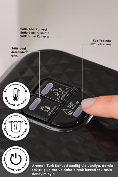 Karaca Hatır Hüps Quartz Közde, Sütlü Içecek Hazırlama Türk Kahve Makinesi 5 Fincan Kapasiteli Black Chrome