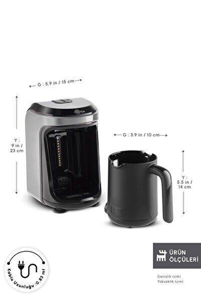 Karaca Hatır Hüps Aroma Turkish Coffee Machine 5 Cup Capacity Galaxy Gray