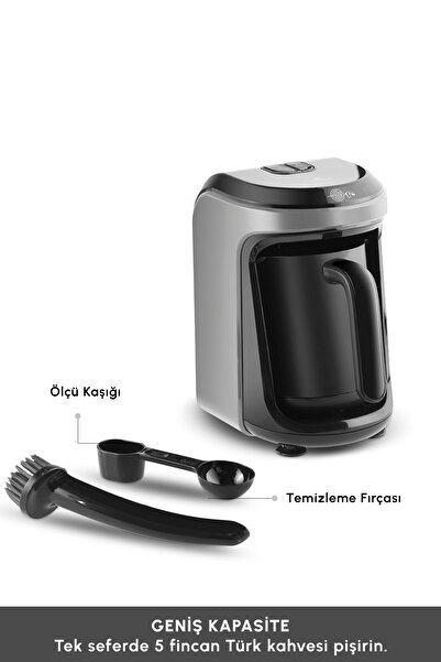 Karaca Hatır Hüps Aroma Turkish Coffee Machine 5 Cup Capacity Galaxy Gray