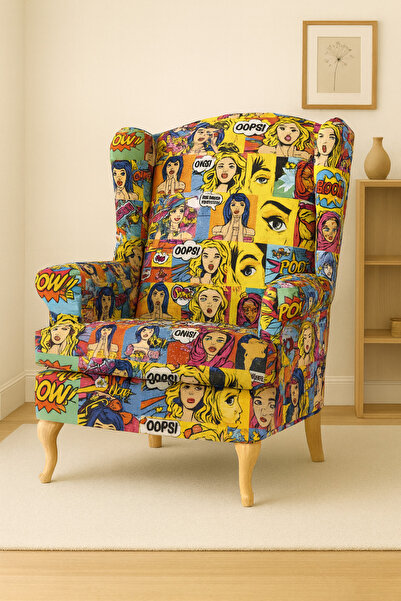 Enesar Home Pop Art Dijital Baskılı Desenli Kumaş Döşemelik Çok Amaçlı Kumaş