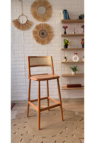 silla Concept Odin Bar Sandalyesi Hasırlı Naturel Ahşap Ada Sandalye