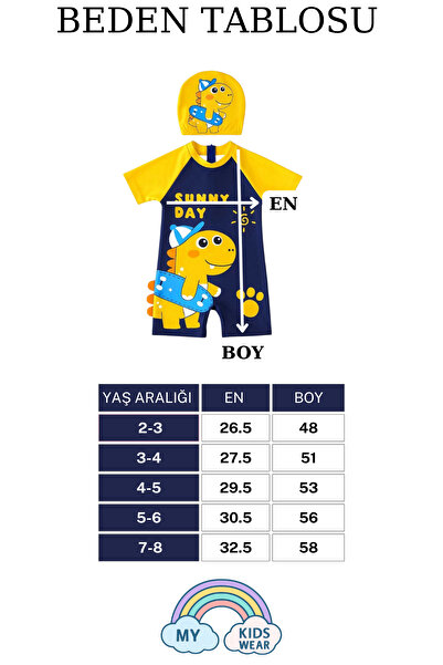 My Kids Wear Erkek Çocuk Dalgıç Kumaş Gizli Fermuarlı Boneli Mayo Takımı 2-8 Yaş 12010