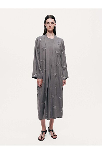 Nocturne Boncuk Brodeli Kuşaklı Maxi Kimono