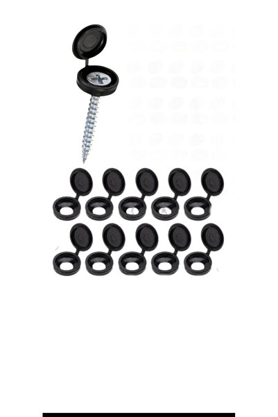 emrebilisim Plastik Dekoratif Vida Kapakları Siyah Vida Plastik Vida Kapağı, Vida Kapağı Tutucu 10 Adet