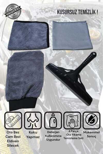 Manosta 4'lü Mikrofiber Oto Yıkama Kurulama Araba Silme Bezi, Cam Bezi, Oto E...