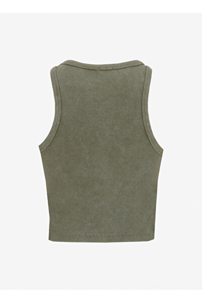 Jeep Haki Kadın Bisiklet Yaka Soluk Efektli Basic Atlet C4SL-TST4044