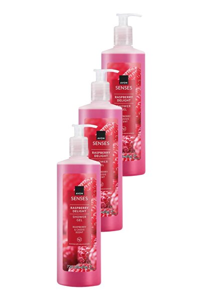 AVON Raspberry Delight Frambuaz ve Frenk Üzümü Kokulu Duş Jeli 720 Ml. Üçlü Set