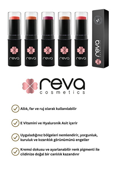 REVA Çok Amaçlı Stick Allık, Far, Dudak Renklendirici & Lip Cheek Eye Tint-vegan & Temiz Içerikrv112