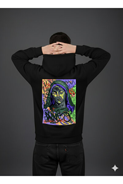 By Caspita Fashion Lenithra Mary με στάμπα στην πλάτη, Unisex Oversize Smoked...