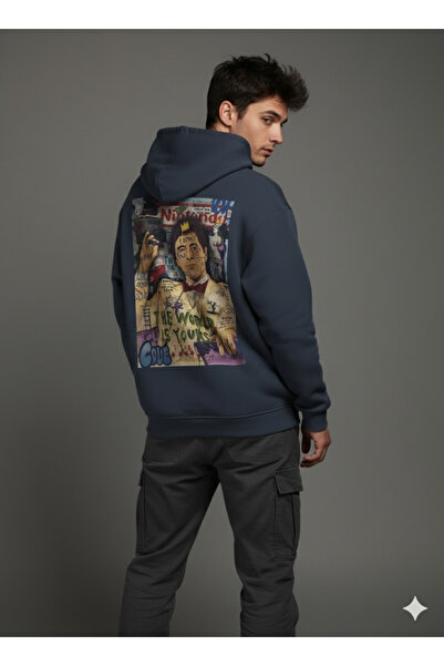 By Caspita Fashion هودي مطبوع عليه ظهر لينيثرا توني مونتانا للجنسين مقاس كبير