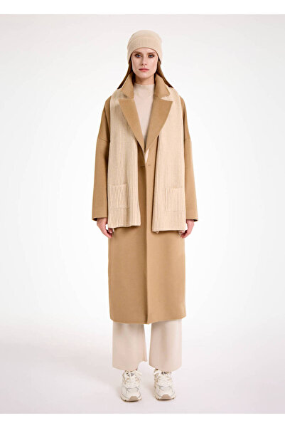 Knitss Essential Cep Detaylı Krem Kaşmir Atkı