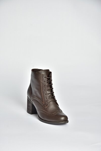Fox Shoes V468300903 Kahverengi Hakiki Deri Kalın Topuklu Kadın Bot
